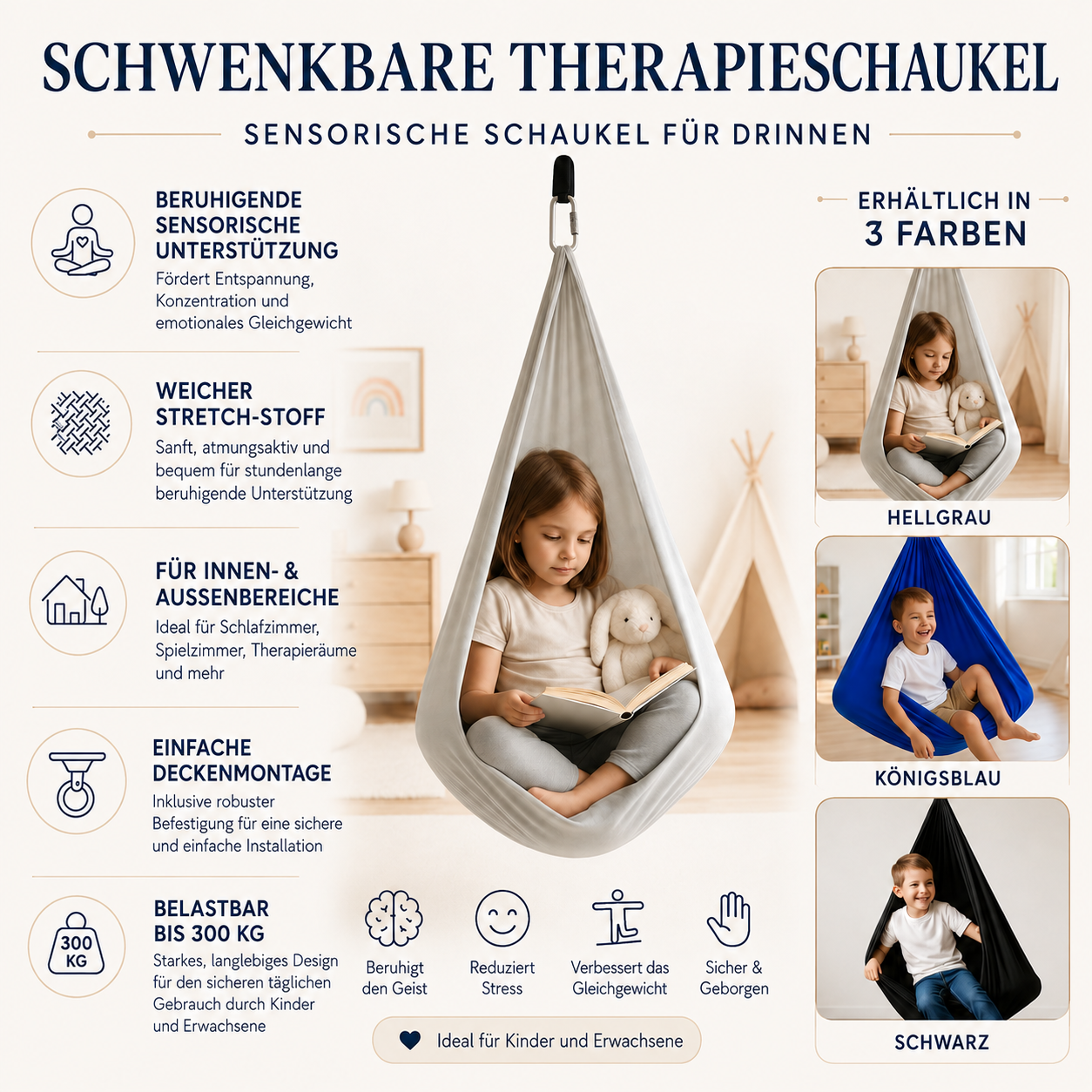 Schwenkbare Therapieschaukel Sensorische Schaukel Für Drinnen