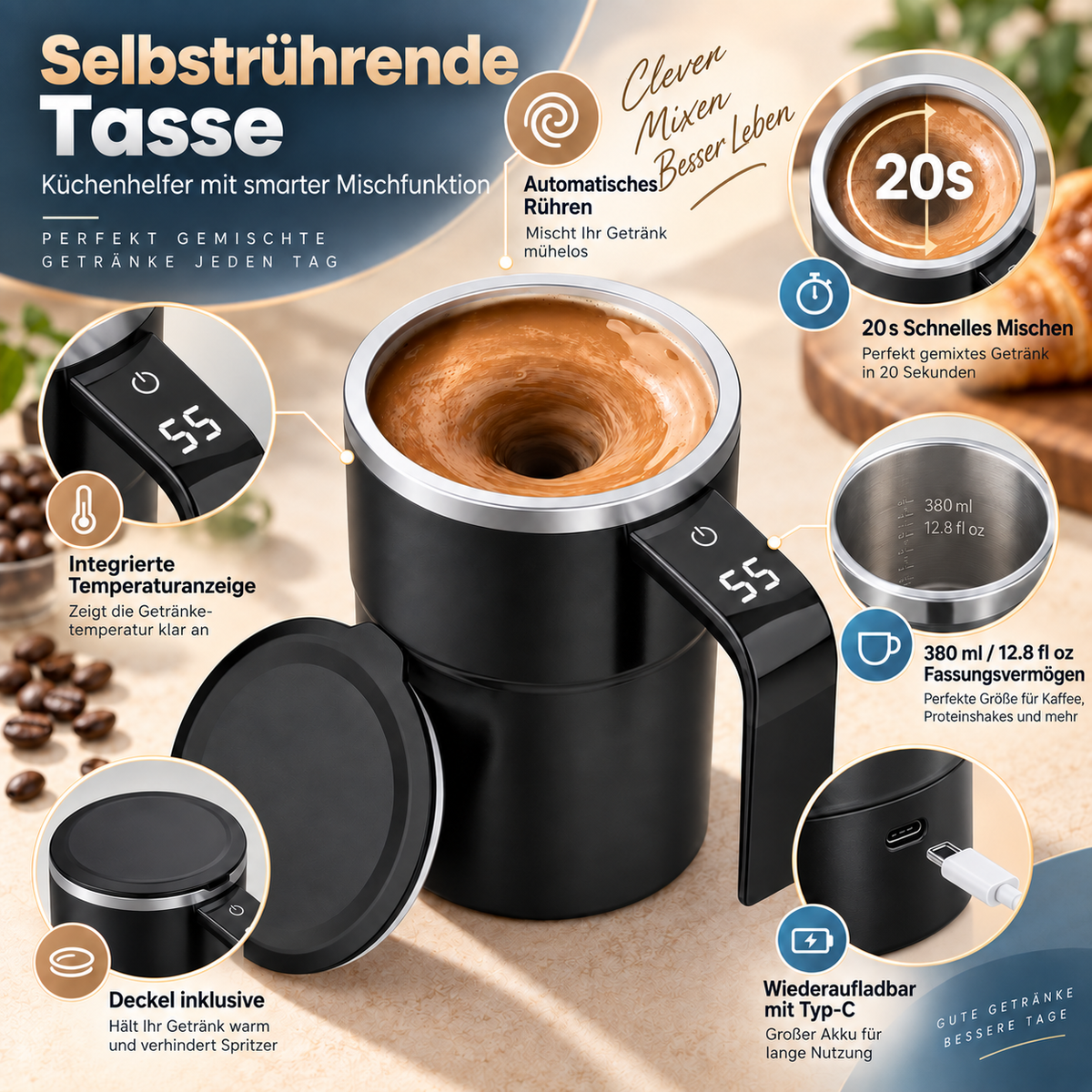 Selbstrührende Tasse Für Kaffee Automatische Mischung