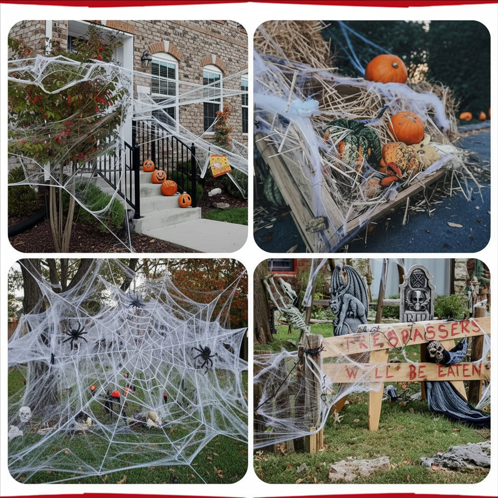 Set festa decorazione di Halloween rete ragno elasticizzata