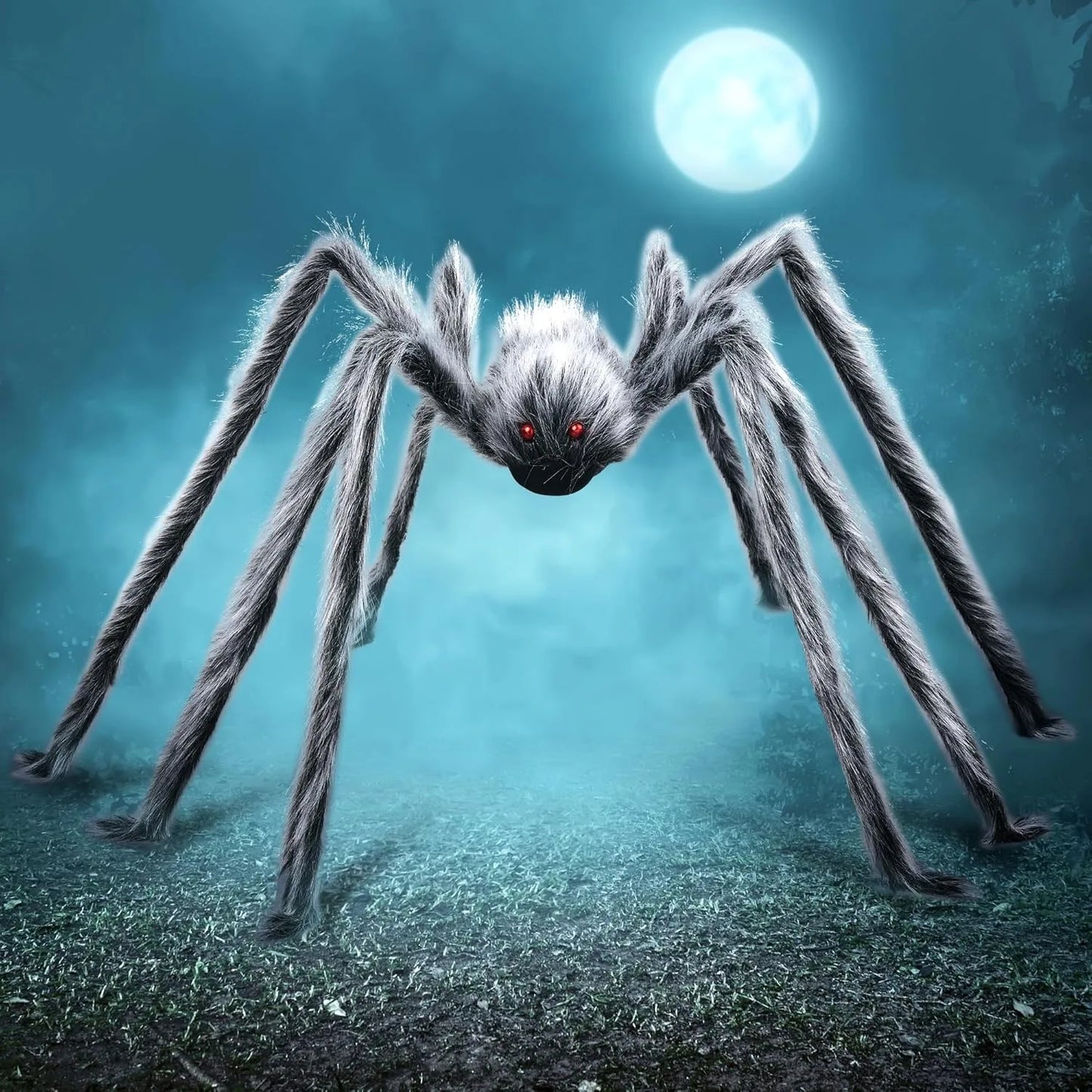 Decorazione di Halloween Ragno Gigante con Occhi LED per Giardino