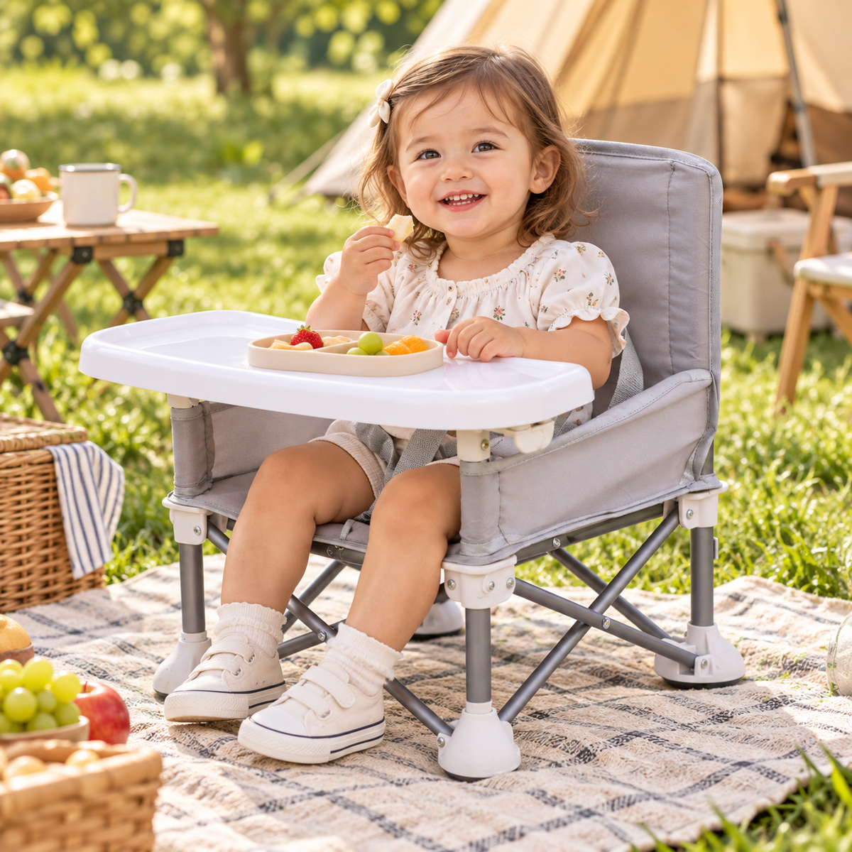 Sicherer Campingstuhl Für Kinder Tragbar Und Zusammenklappbar