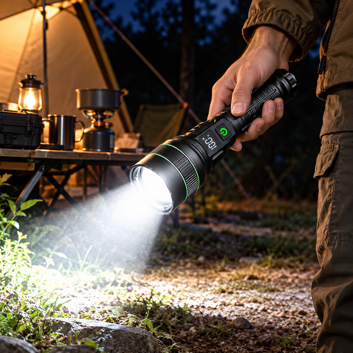 Taschenlampe Mit Digitalem Batteriestatus Und Zoom Handlich