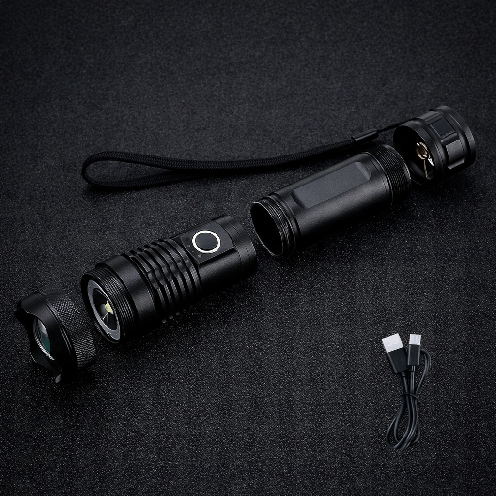 Lampe Torche LED Haute Performance Aluminium Extérieur Sécurité Urgence