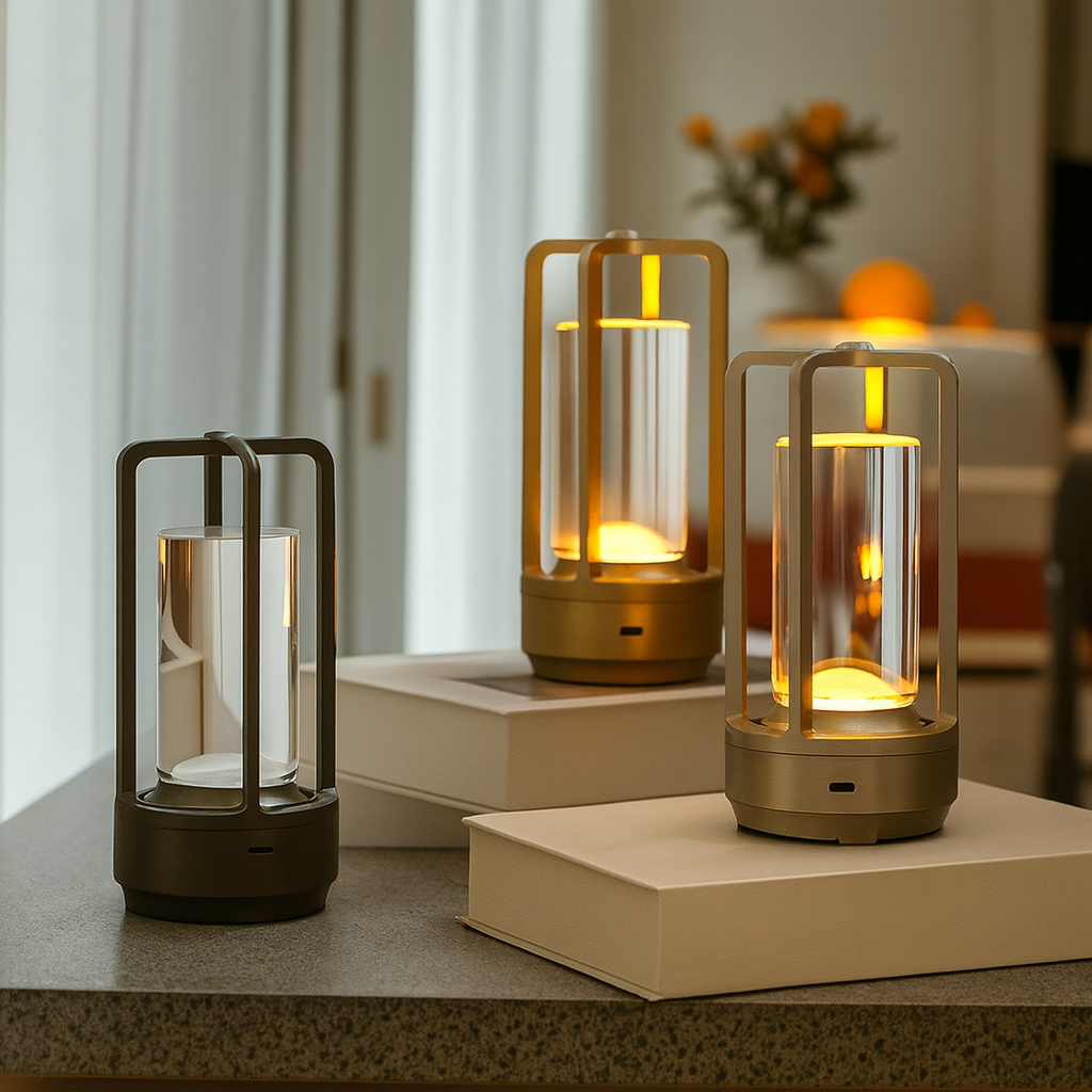 LED Table Lamp Modern Metal Crystal Wireless Ambient Lighting