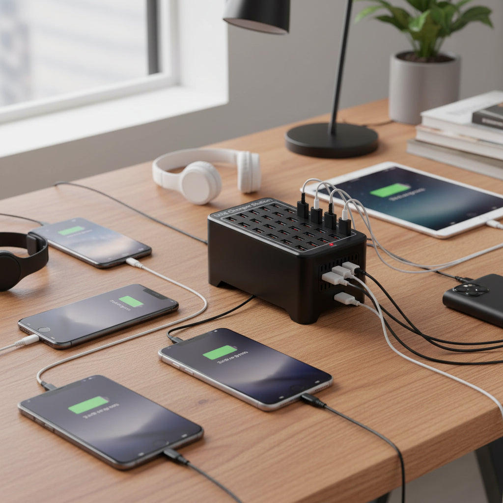 Stazione di ricarica USB 4 porte Dock Organizer da scrivania