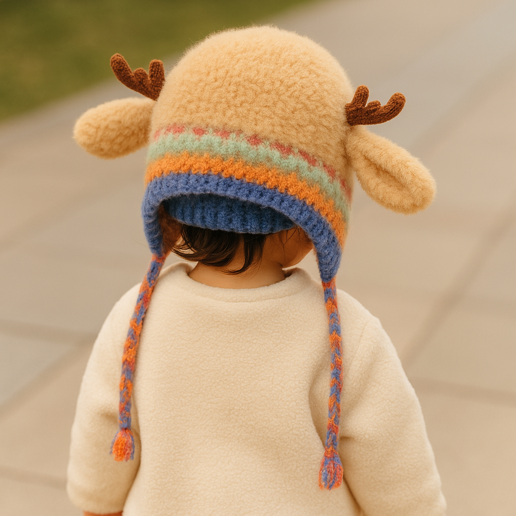 Unisex Winter Knit Hat Warm Animal Ears Design
