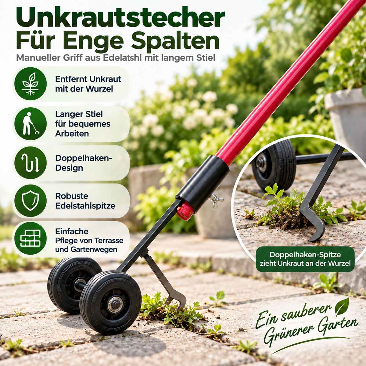 Unkrautstecher Für Enge Spalten Doppelhaken Design