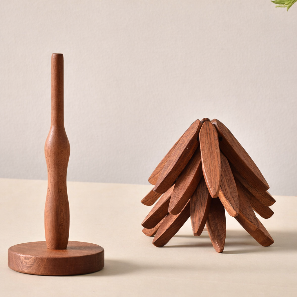 Dessous de verre pliable en bois design arbre résistant à la chaleur cuisine