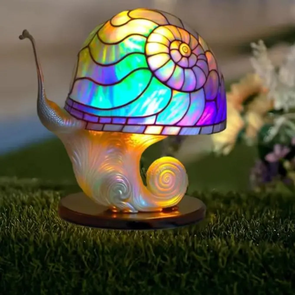 Vintage Glas Pilzlampe Buntglas LED Tischleuchte für Wohnzimmer