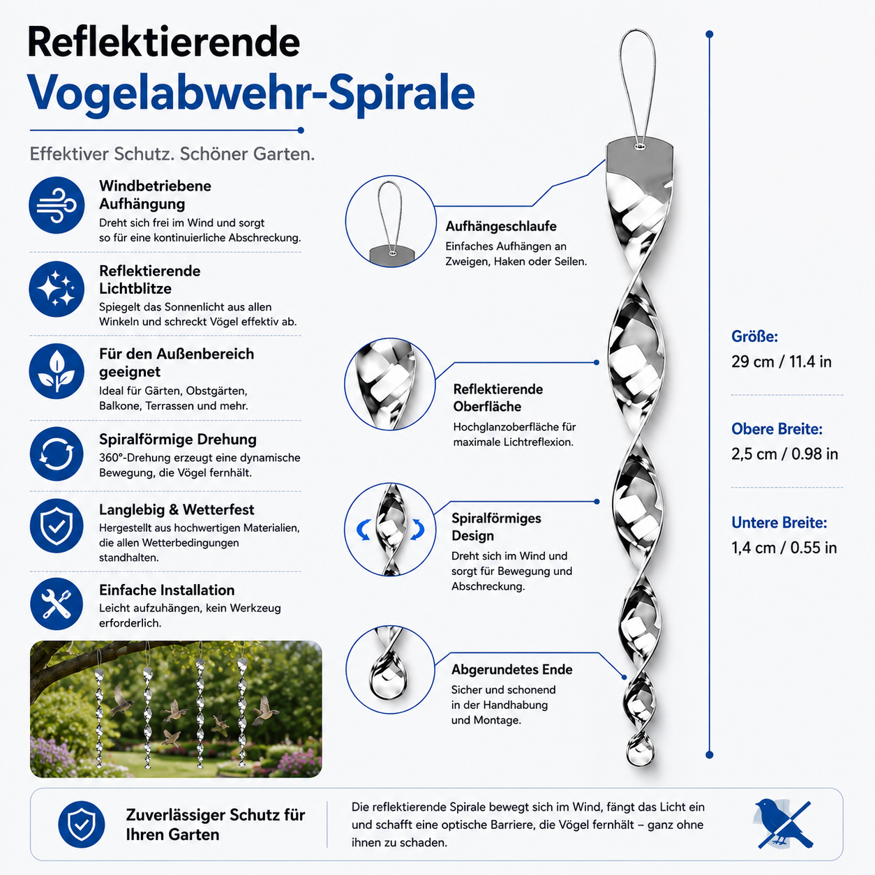 Vogelabwehrspirale Für Gartenbau Hängeseil Spiraleförmig