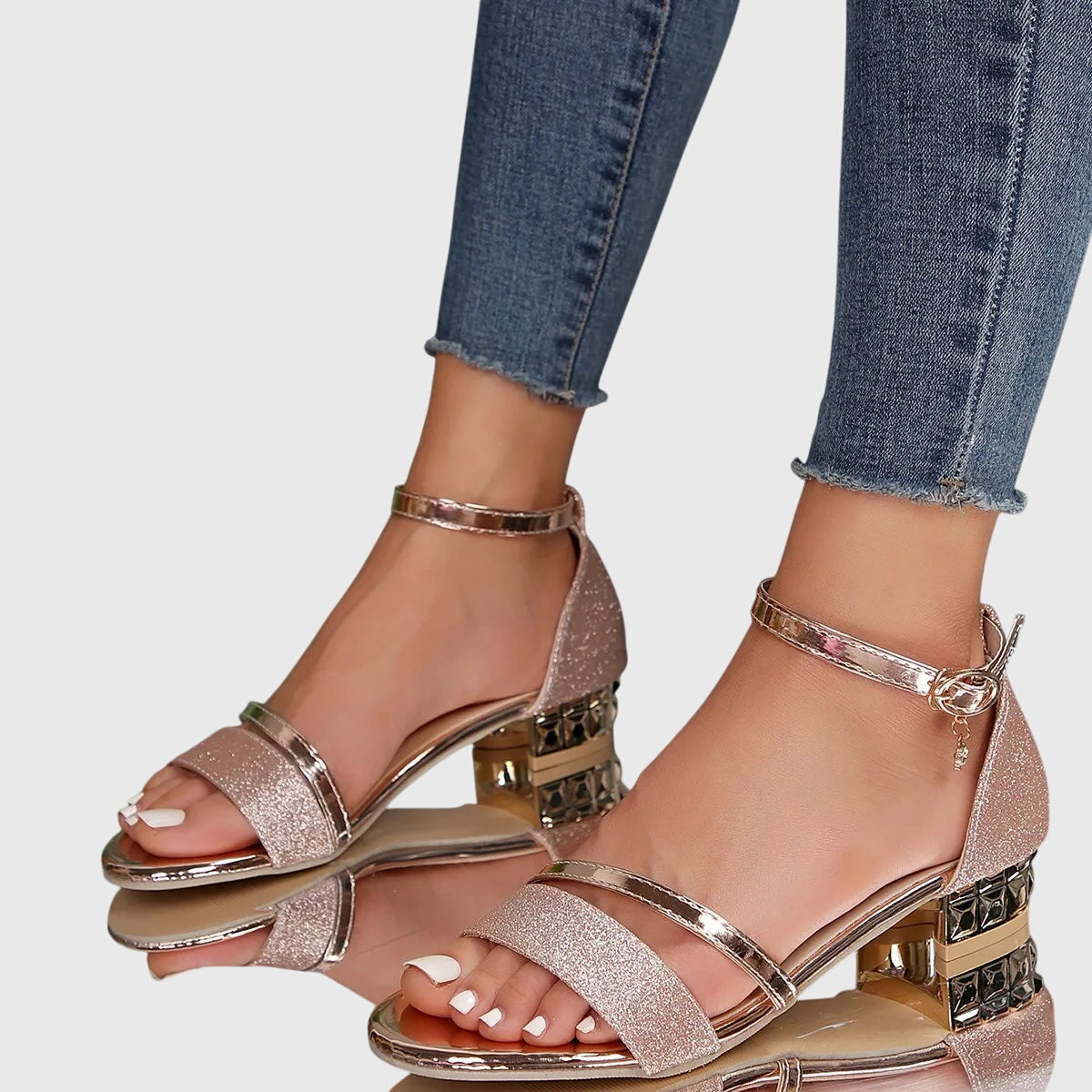 Sandales Femme Talon Haut Bloc Brides Été Confort Chic
