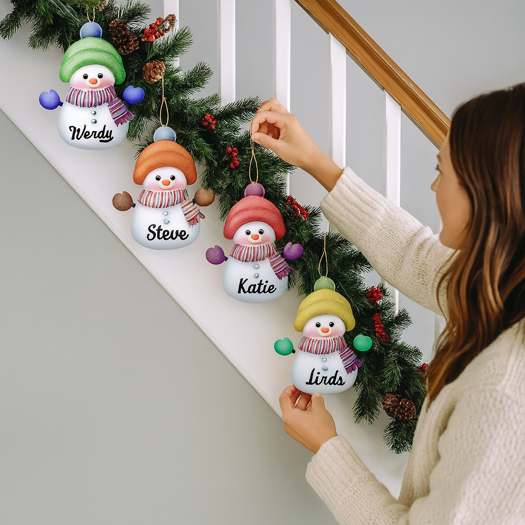 Personalized Christmas Ornament Snowman Plastic Decoration