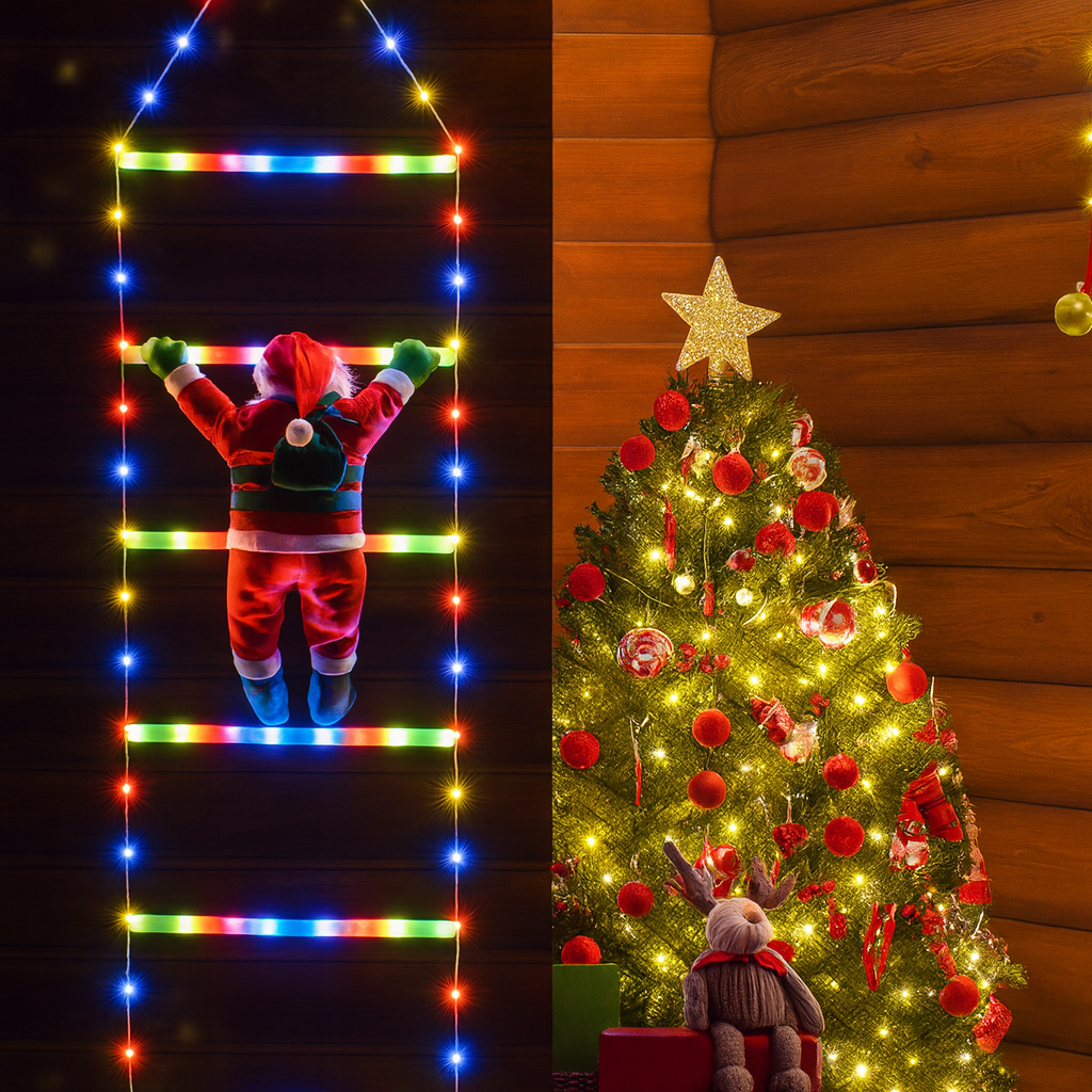 Christmas decoration Santa Claus climbing figure LED ladder