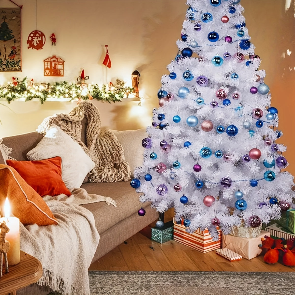 Weihnachtskugeln Deko Kunststoff Baumschmuck Set 24 Stück