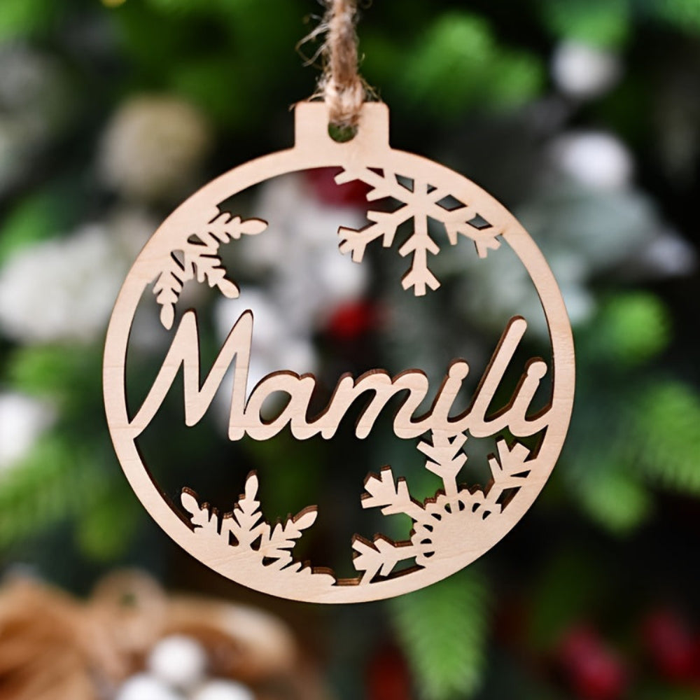 Christmas Ornaments Wood Personalized Round Snowflake