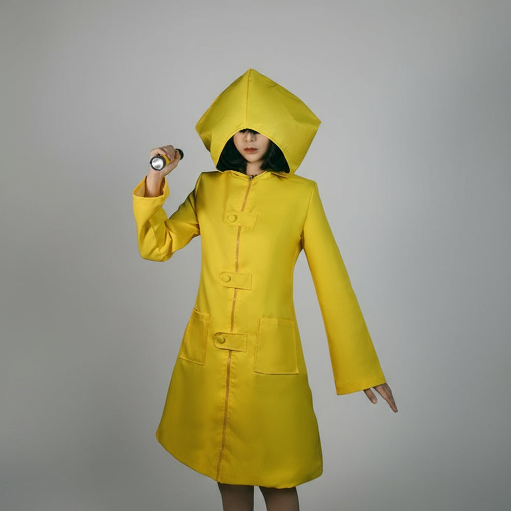 Costume Halloween manteau jaune à capuche cosplay enfants et adultes