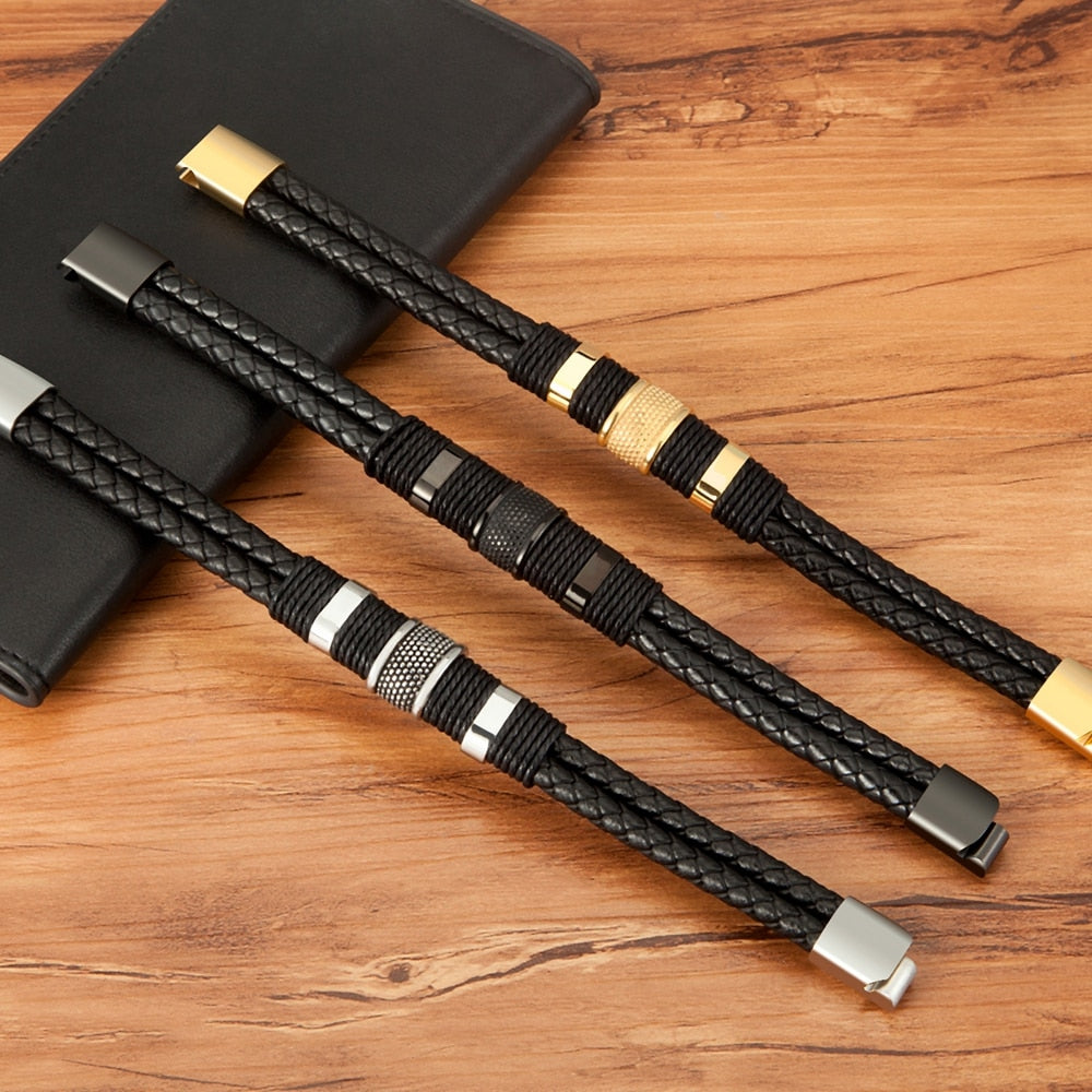 Bracciale Uomo Intrecciato Regolabile Gioiello Elegante