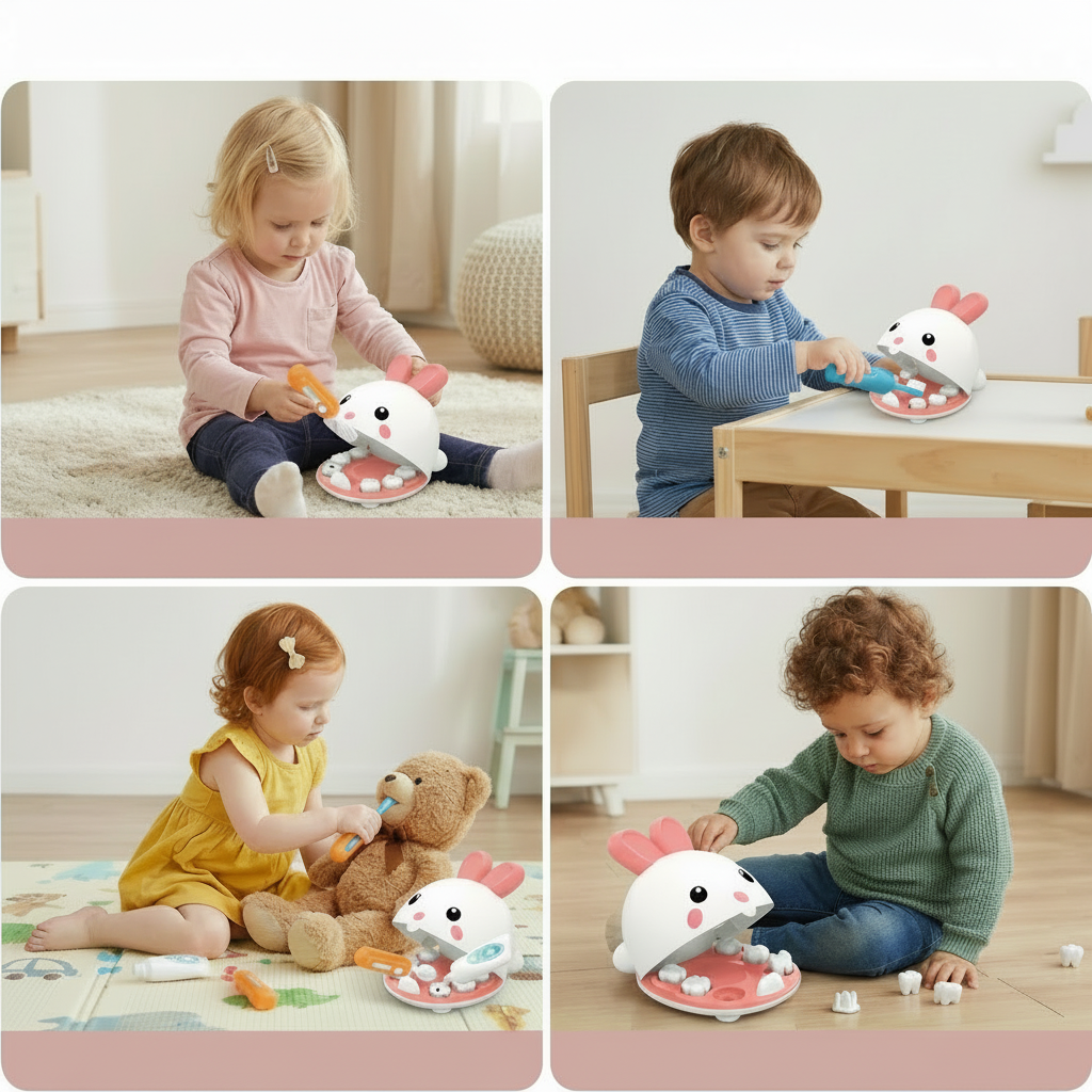 Giocattolo dentista con coniglio Set gioco dentista per bambini Apprendimento
