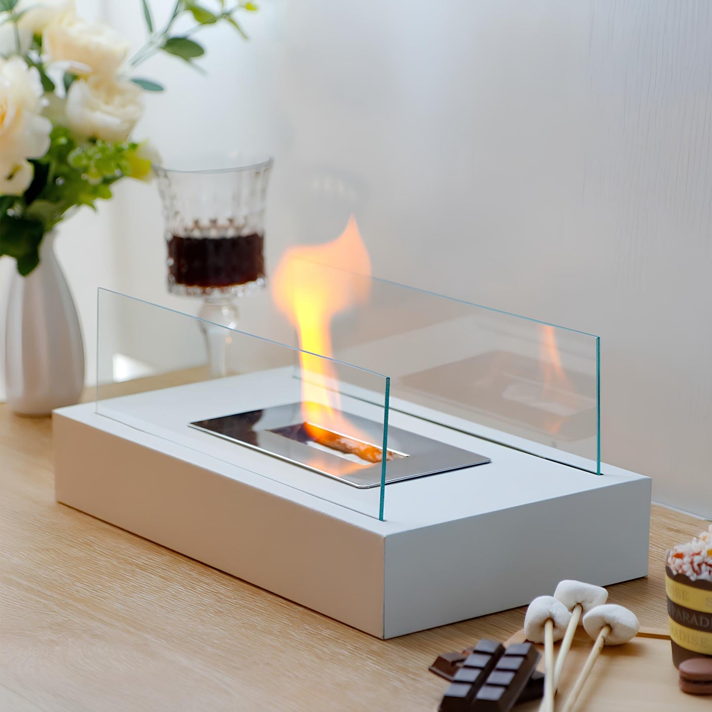 Bioethanol Table Fireplace Glass Modern