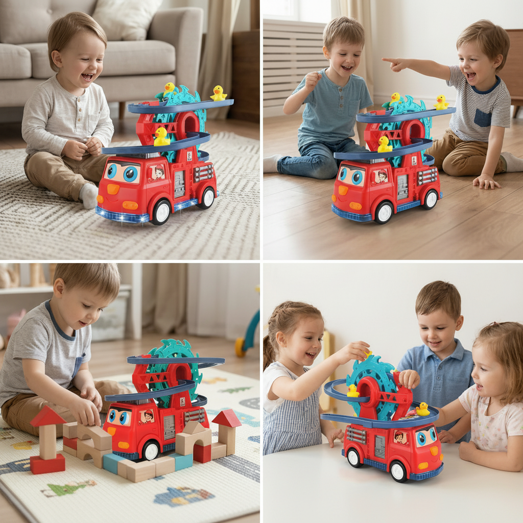 Kids Toy Fire Truck Duck Bath Toy Car Rubber Duck