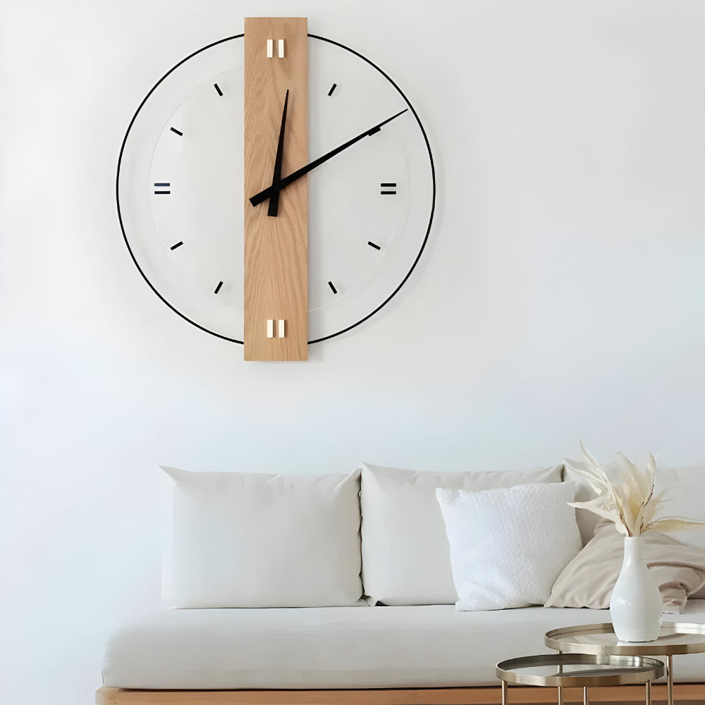 Minimalist Wall Clock Oak Wood Silent