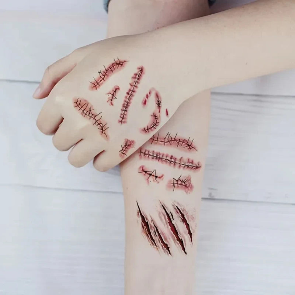 Halloween Accessoires Horrorwunden Tattoos 10 Blatt - Image 5