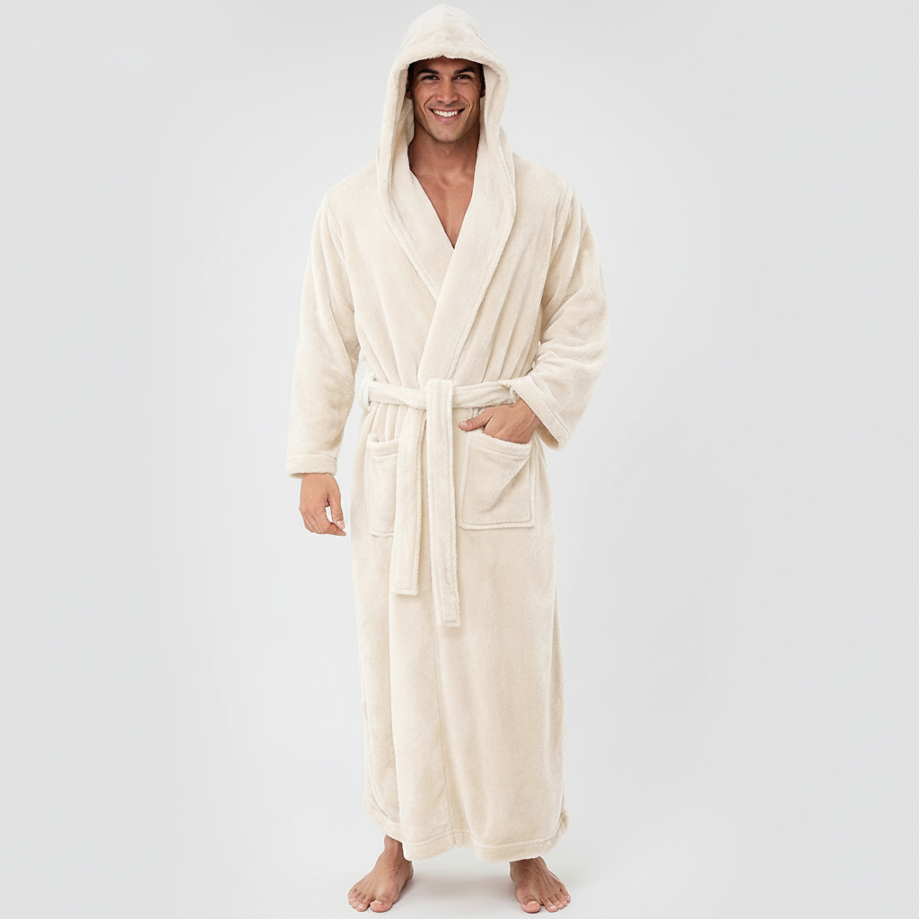 Men's Hooded Bathrobe – Soft Plush Robe for Warmth and Comfort - Image 5