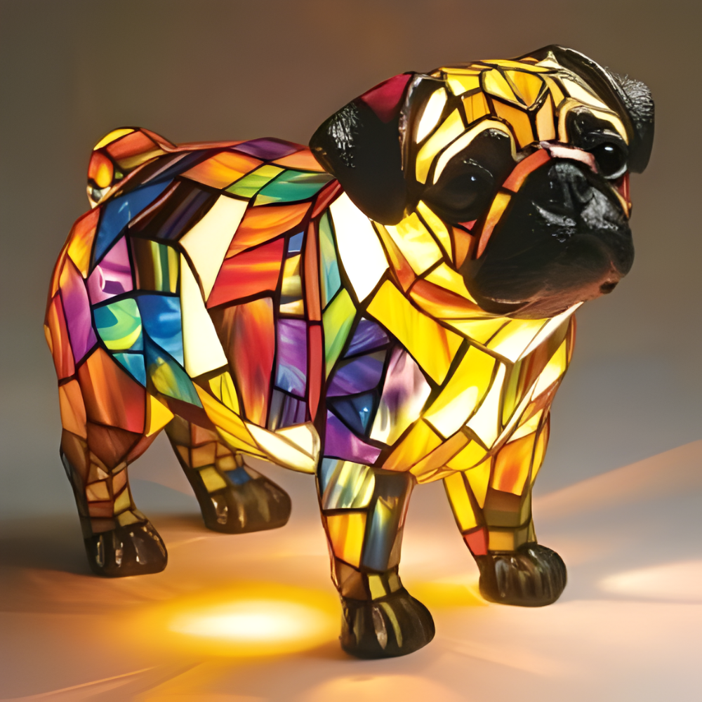 Lampada da tavolo in vetro design artistico animale