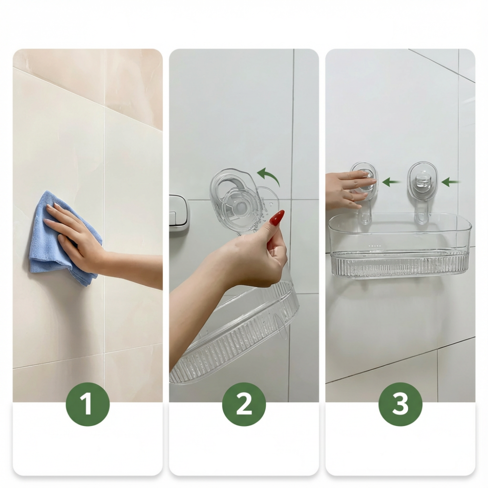 Estante de pared autoadhesivo transparente estante para ducha baño