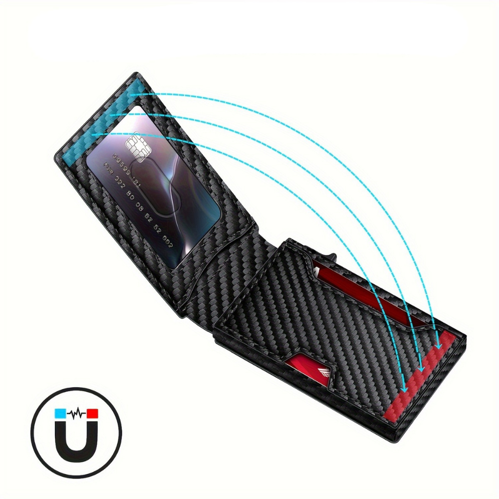 Cartera para hombre slim RFID tarjetero efecto carbono cuero PU