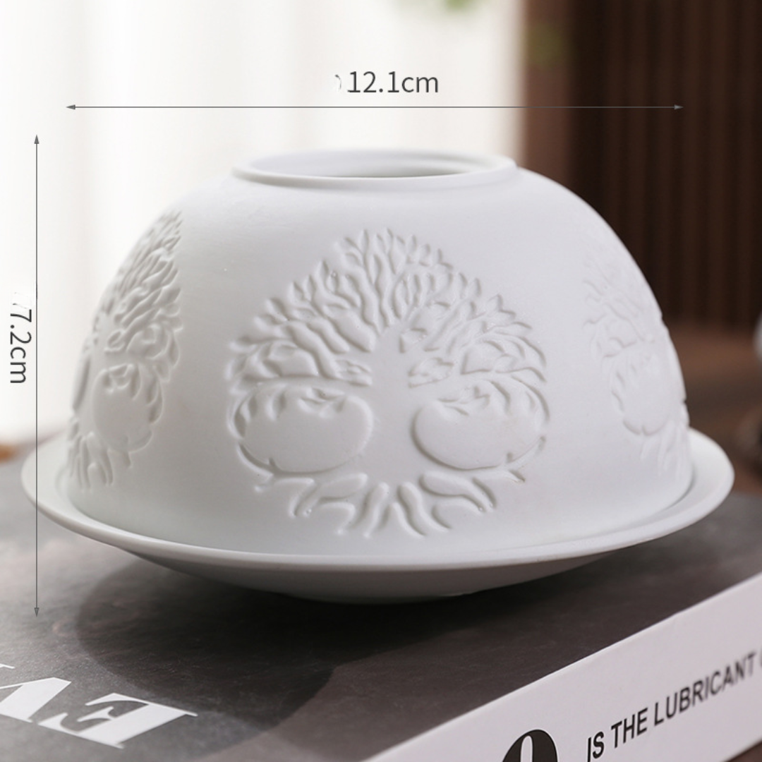 Weihnachtskrippe Keramik Teelichthalter Relief Deko Lampe