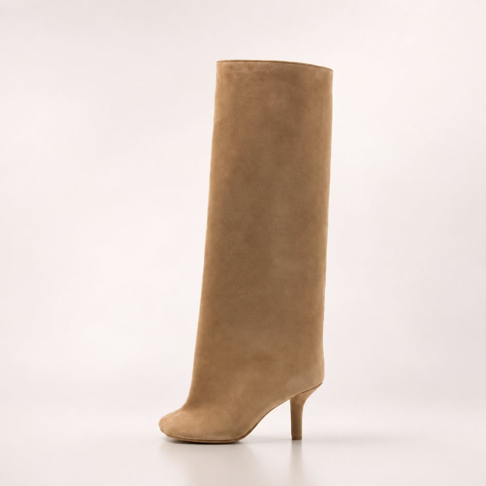 Kniehohe Stiefel Damen Stiefel Suede Stiefel Heel - Image 3