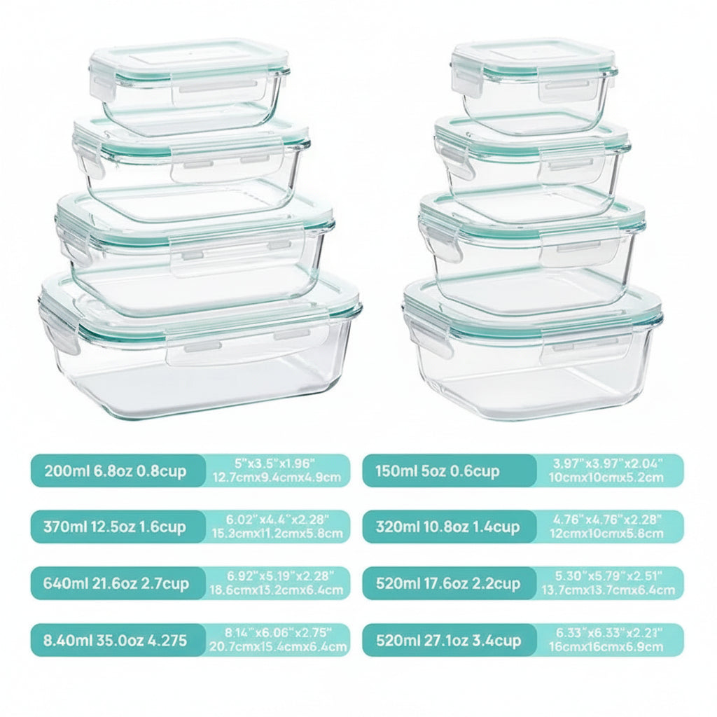 Lebensmittelbehälter Glasbehälter Set Stapelbar - Image 3