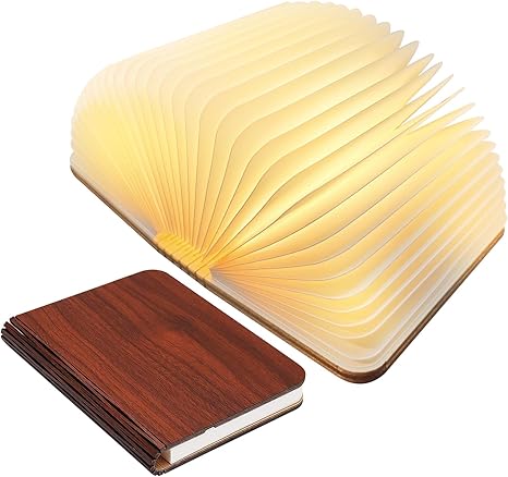 LED Tischlampe Holz Faltbares Buch Licht