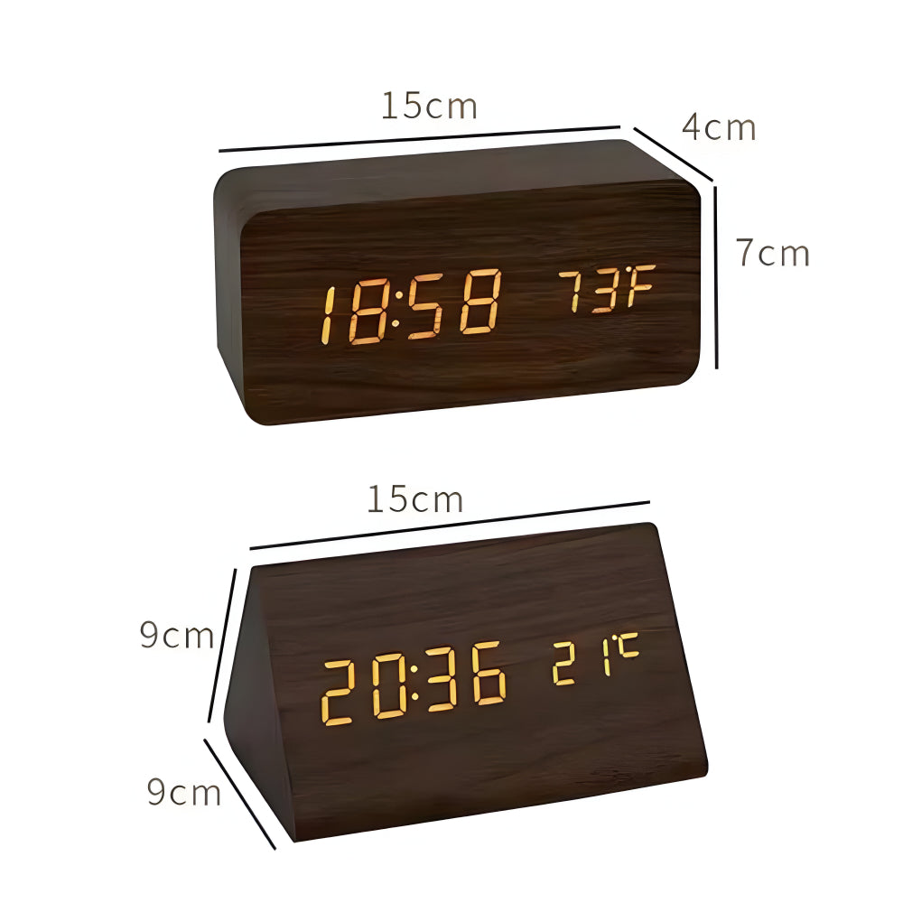 Digital Alarm Clock LED Wooden Table Clock