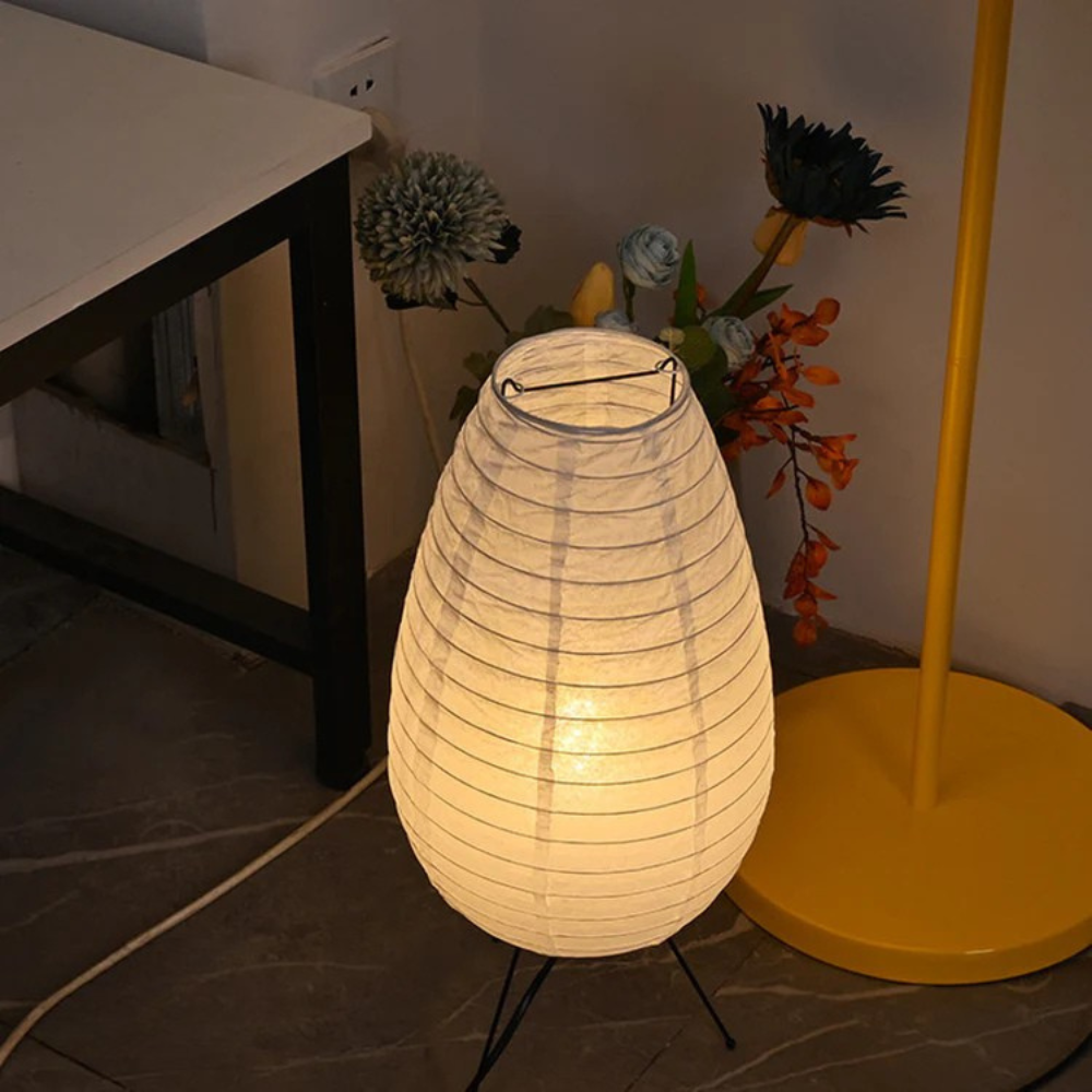 Bodenlampe Reispapier Weiß Japanischer Stil Warmes Licht