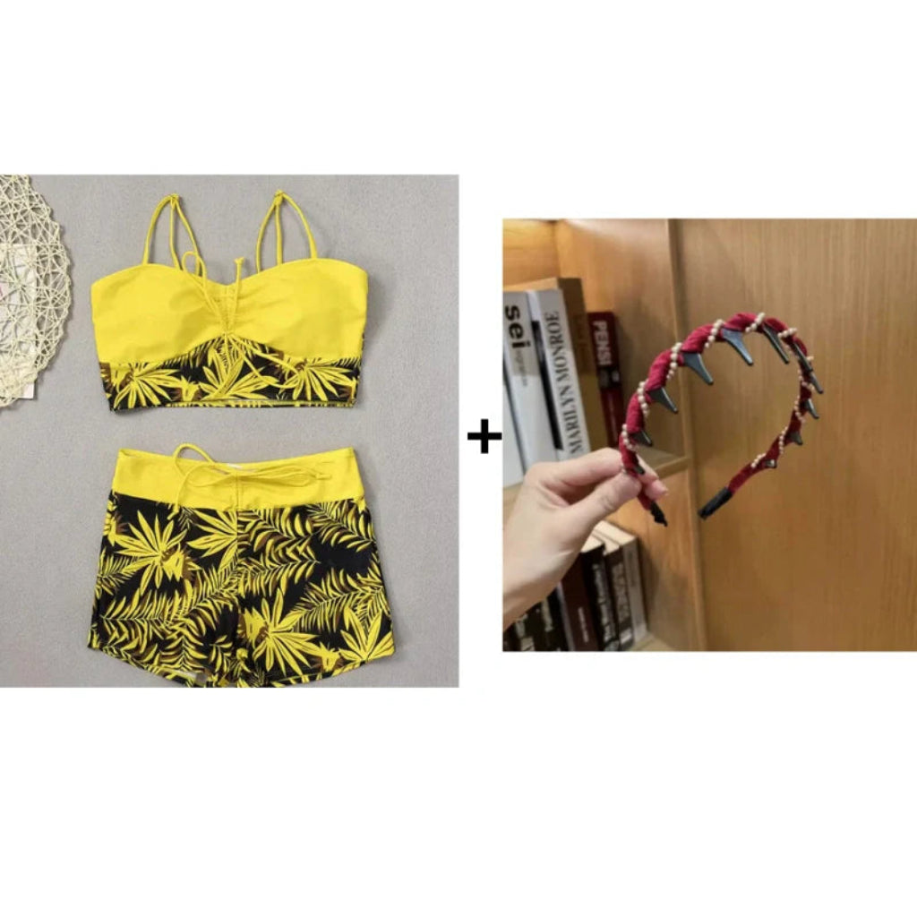 Badeanzug Damen Zweiteiler Print Bikini Satz Schwimmen