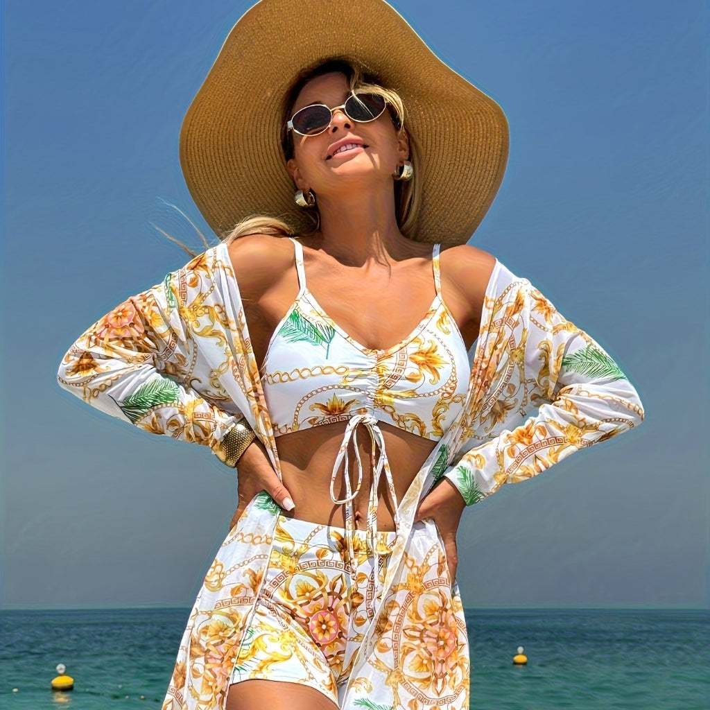 Badeanzug Damen Zweiteiler Split Vertuschen Bikini Set