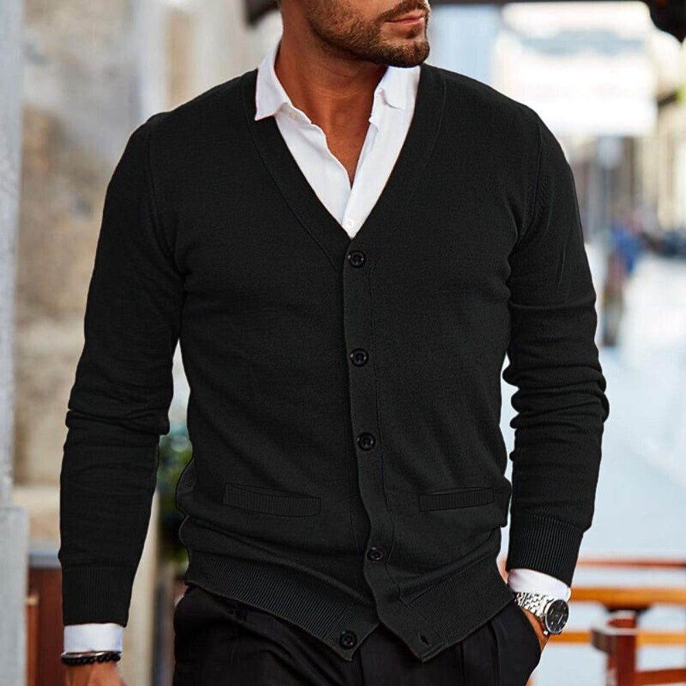 Gilet Homme Cardigan Manches Longues Automne Hiver