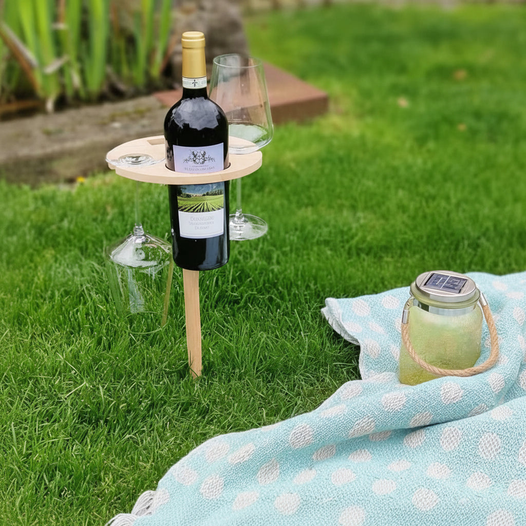 Wine Table Portable Picnic Table Outdoor Foldable Wood