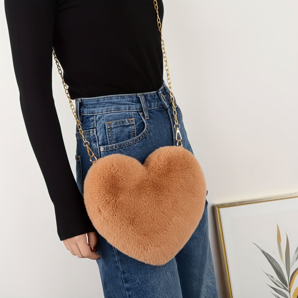 Sac bandoulière en forme de cœur Matériau synthétique Accessoire stylé de jour