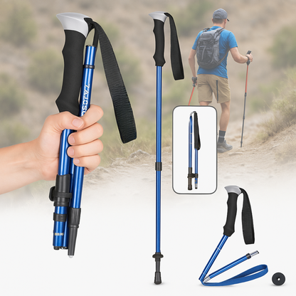 Folding trekking poles aluminum height adjustable lightweight