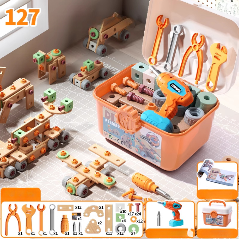 Kinder Werkzeugset Holz Baukasten Spielzeug