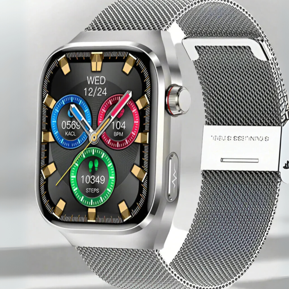 Smartwatch Schwarz Metall EKG Herzfrequenz Monitor