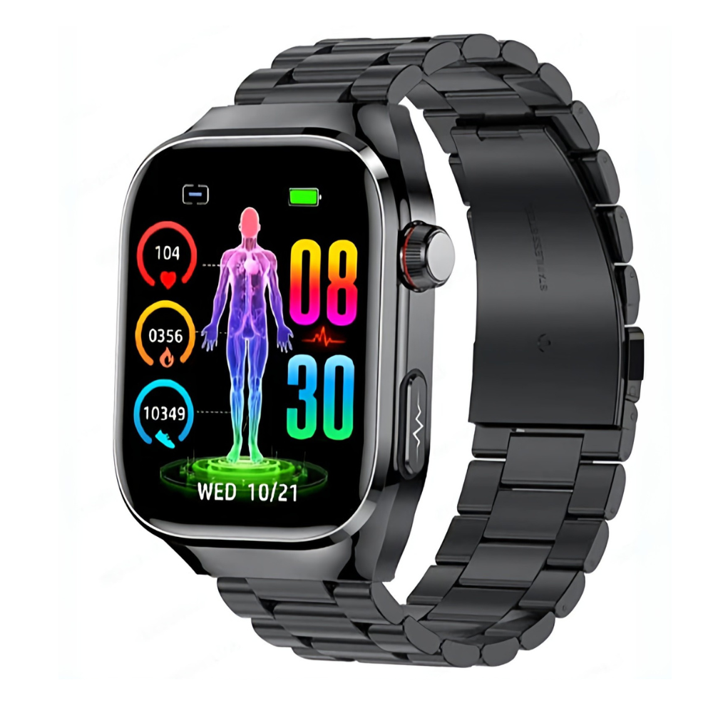 Smartwatch Schwarz Metall EKG Herzfrequenz Monitor