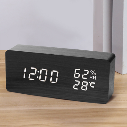 Digitaler LED Wecker Holz Modern Temperatur