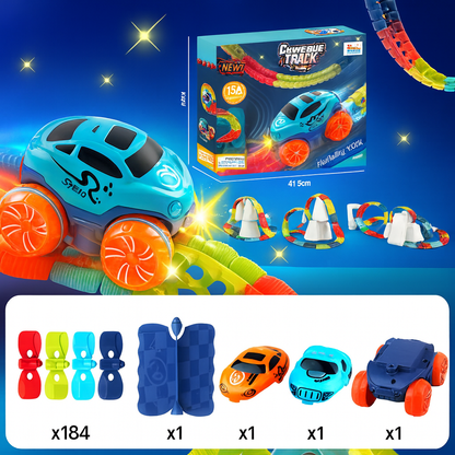 Toy racetrack with loops and cars