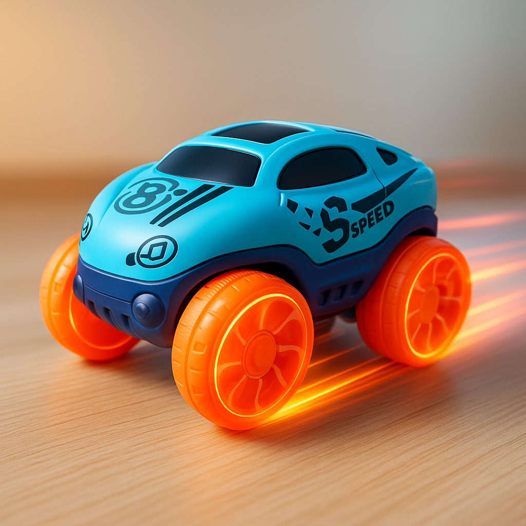 Toy racetrack with loops and cars