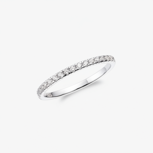 Anello Impilabile Augusta Argento 925 Pietre Zirconia Placcatura Oro Rodio