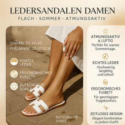 Ledersandalen Damen Flach Sommer Atmungsaktiv
